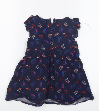 TU Girls Blue Geometric  T-Shirt Dress  Size 6 Years