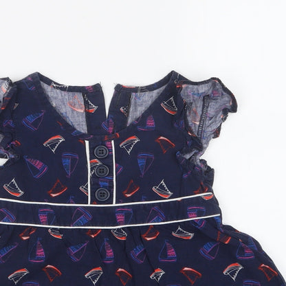 TU Girls Blue Geometric  T-Shirt Dress  Size 6 Years