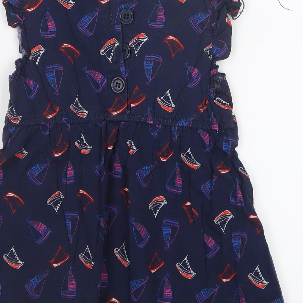 TU Girls Blue Geometric  T-Shirt Dress  Size 6 Years
