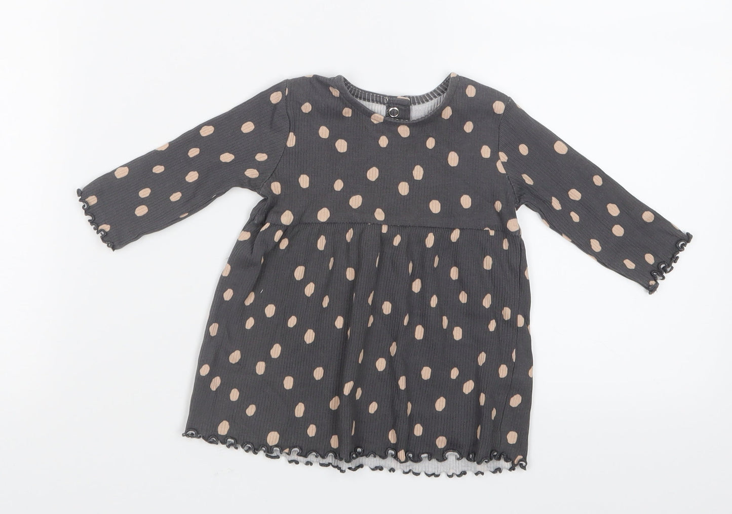 George Girls Grey Polka Dot  T-Shirt Dress  Size 0-3 Months