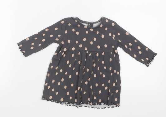 George Girls Grey Polka Dot  T-Shirt Dress  Size 0-3 Months