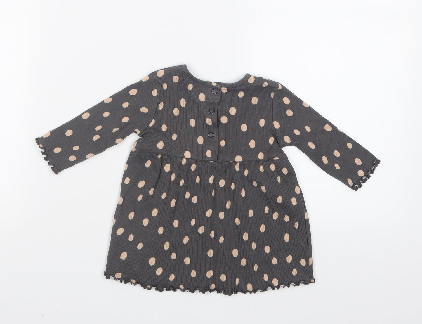 George Girls Grey Polka Dot  T-Shirt Dress  Size 0-3 Months