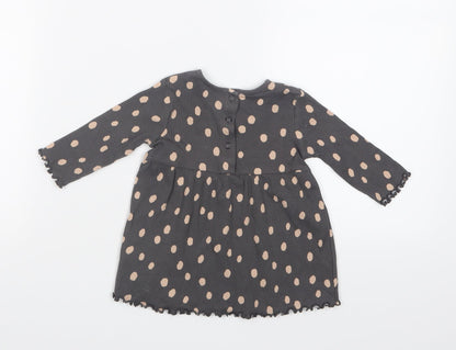 George Girls Grey Polka Dot  T-Shirt Dress  Size 0-3 Months