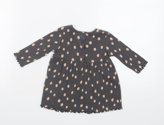 George Girls Grey Polka Dot  T-Shirt Dress  Size 0-3 Months