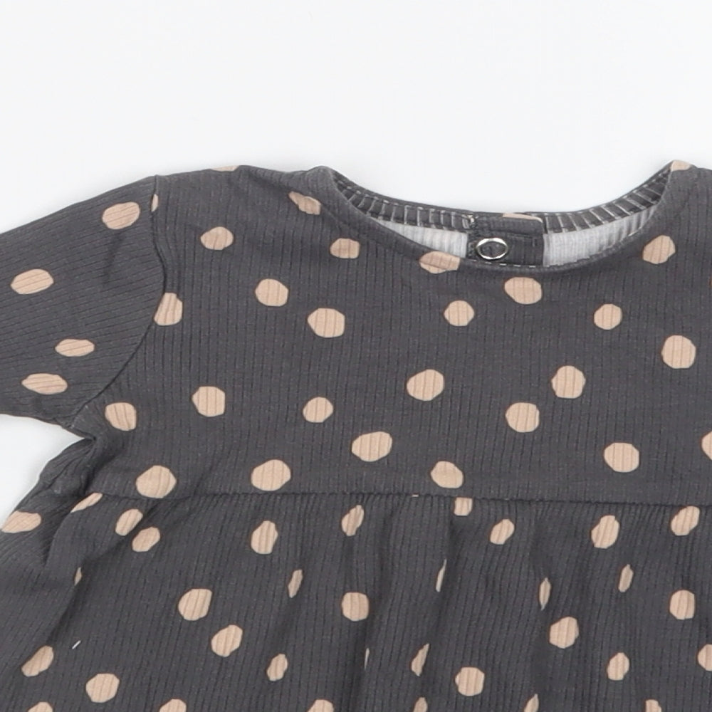George Girls Grey Polka Dot  T-Shirt Dress  Size 0-3 Months