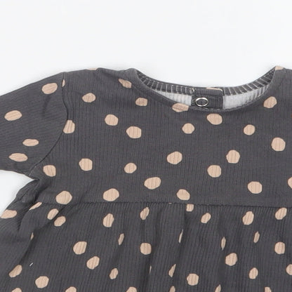 George Girls Grey Polka Dot  T-Shirt Dress  Size 0-3 Months