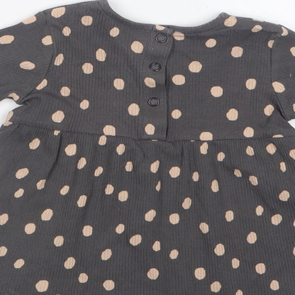 George Girls Grey Polka Dot  T-Shirt Dress  Size 0-3 Months