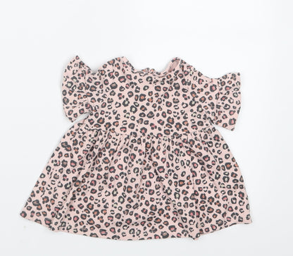 NEXT Girls Pink Animal Print  T-Shirt Dress  Size 0-3 Months