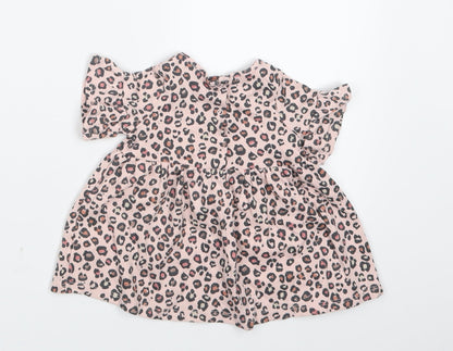 NEXT Girls Pink Animal Print  T-Shirt Dress  Size 0-3 Months