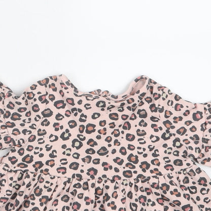 NEXT Girls Pink Animal Print  T-Shirt Dress  Size 0-3 Months