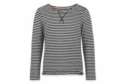 Front view of Next girls’ black striped top pyjama top, size 8, years
