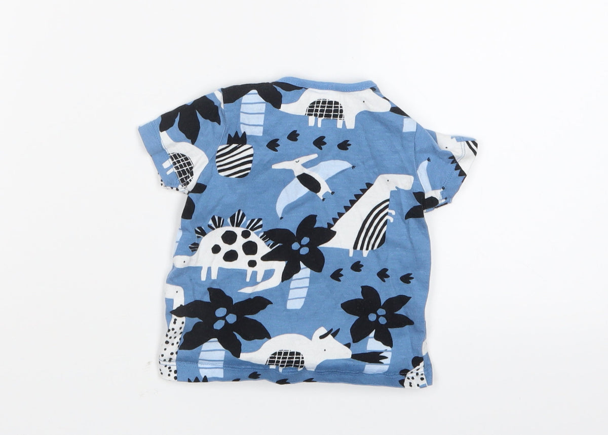 Back view of Next boys’ blue geometric basic t-shirt, size 0-3, months