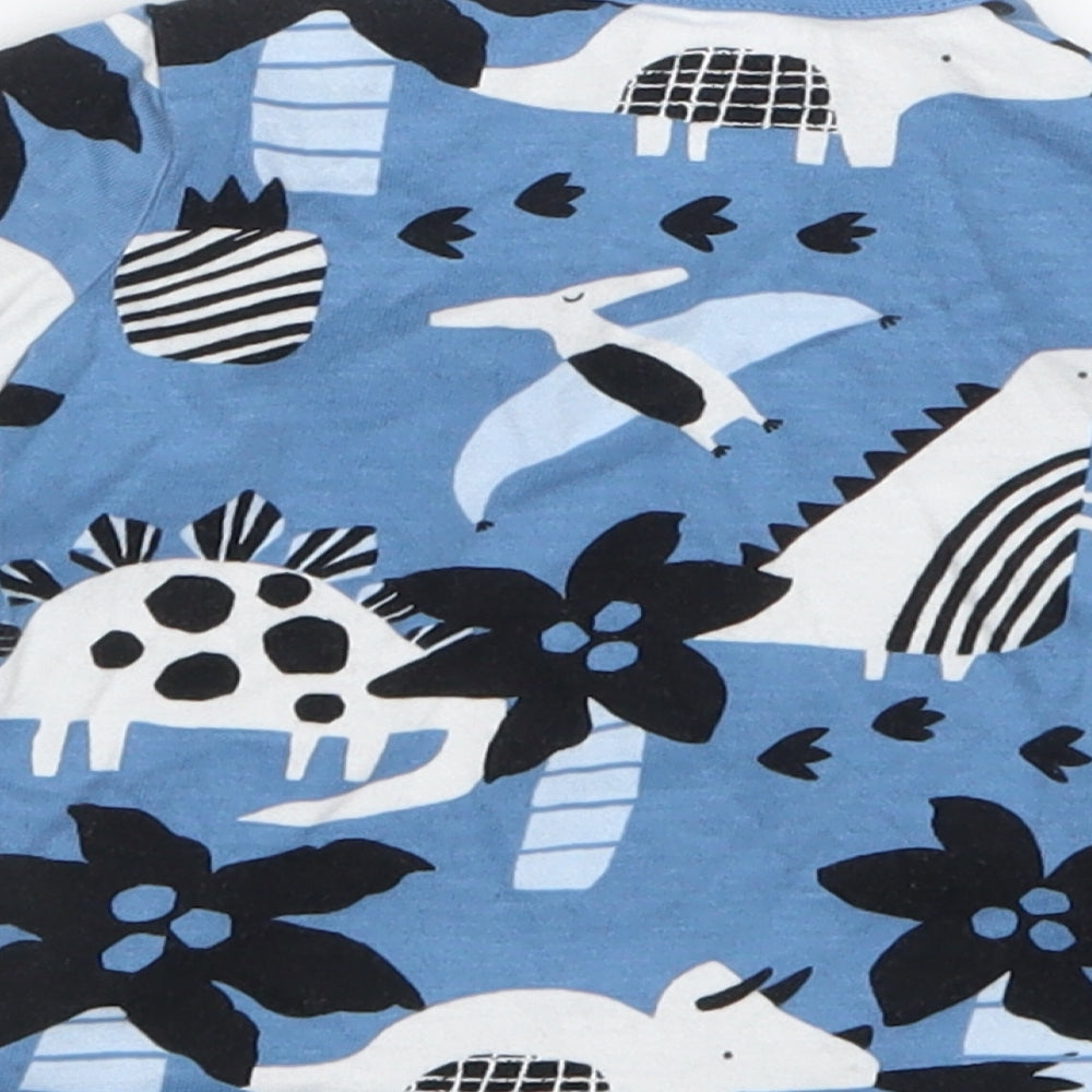 Brand and care label for Next boys’ blue geometric basic t-shirt, size 0-3, months