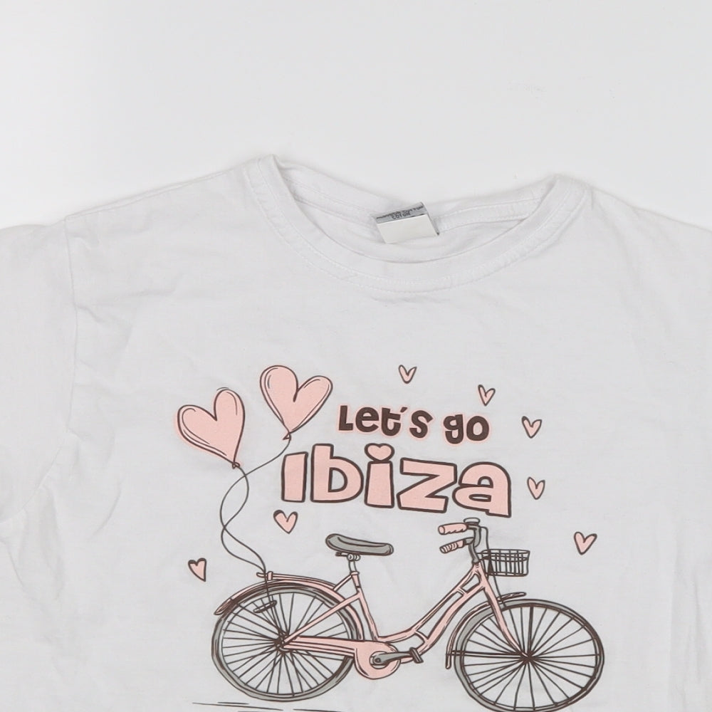 Planet 2000 Girls White   Basic T-Shirt Size 10 Years