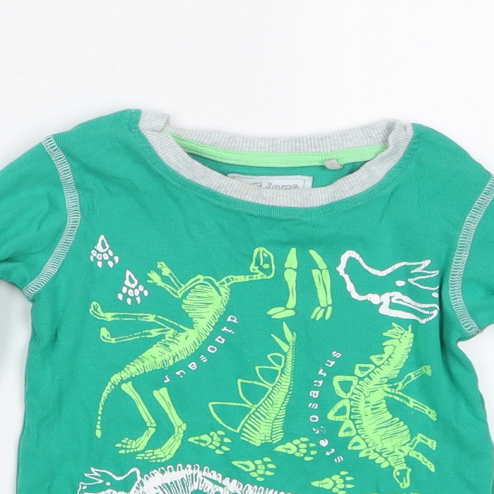Close-up detail of Next boys’ green geometric pyjama top, size 2-3, years