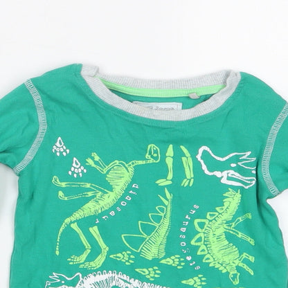 Close-up detail of Next boys’ green geometric pyjama top, size 2-3, years