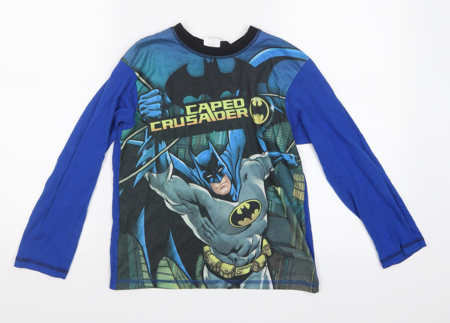 Preworn Boys Blue Geometric   Pyjama Top Size 9-10 Years  - Batman
