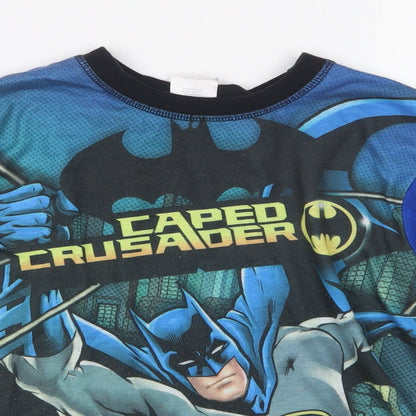 Preworn Boys Blue Geometric   Pyjama Top Size 9-10 Years  - Batman