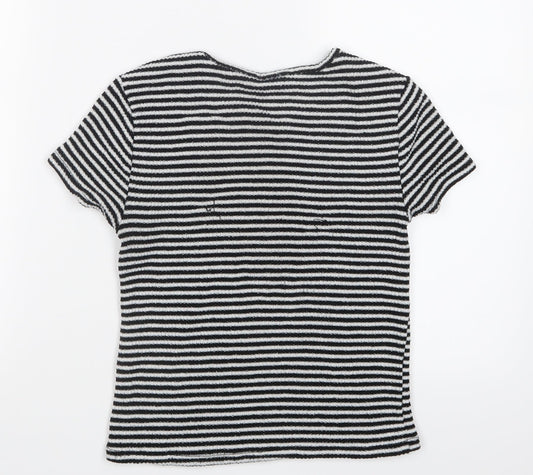 FOREVER 21 Womens Black Striped Knit Basic T-Shirt Size M