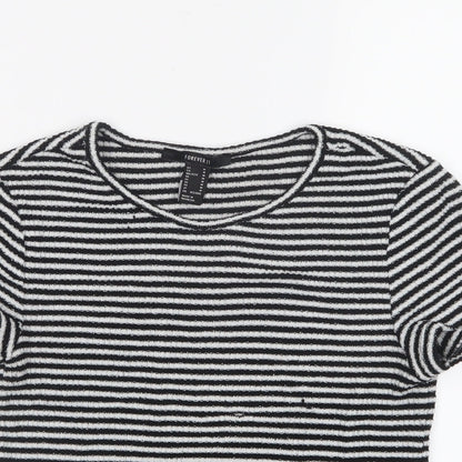 FOREVER 21 Womens Black Striped Knit Basic T-Shirt Size M