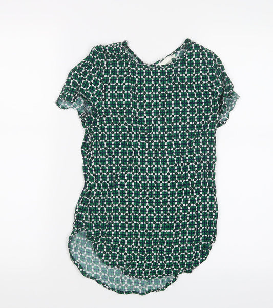 Womens UK Size 4 H&M Green Basic T-Shirt