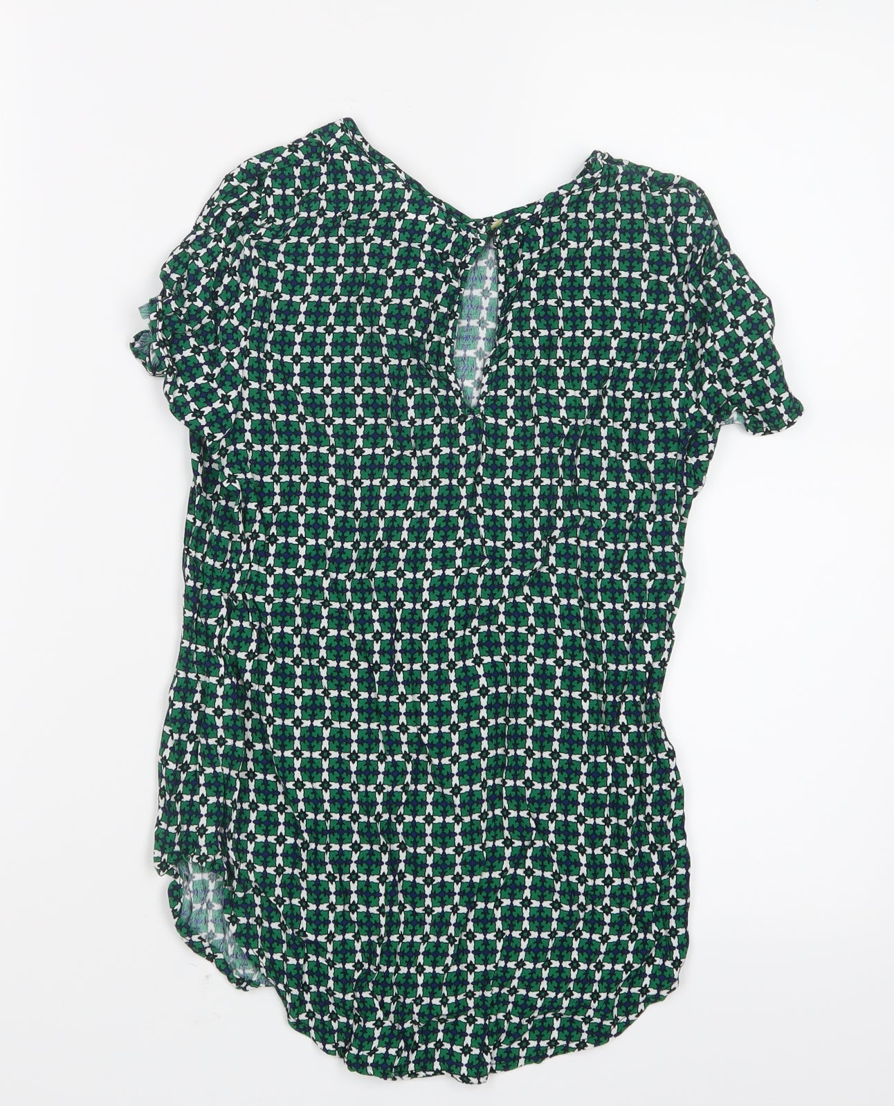Womens UK Size 4 H&M Green Basic T-Shirt