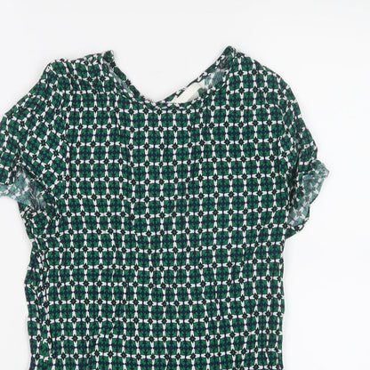 Womens UK Size 4 H&M Green Basic T-Shirt