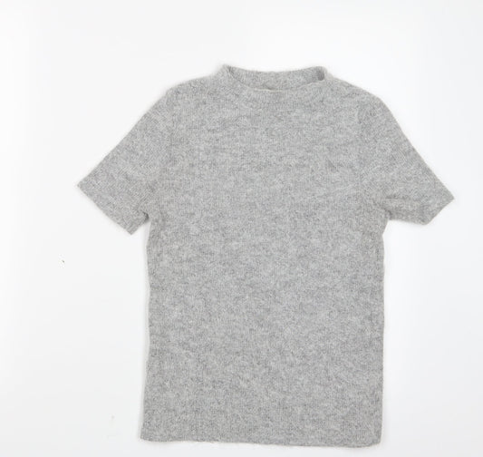 Womens UK Size 8 River Island Grey Basic T-Shirt