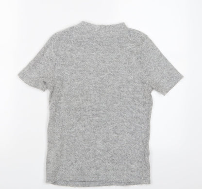 Womens UK Size 8 River Island Grey Basic T-Shirt