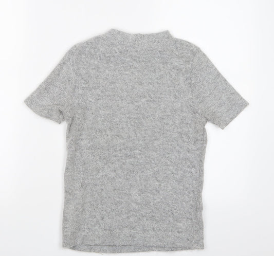 Womens UK Size 8 River Island Grey Basic T-Shirt