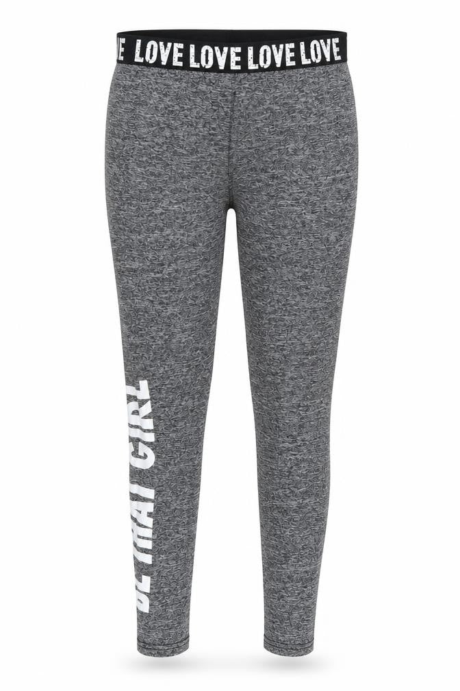 Front view of SHEIN women’s grey compression leggings, size S, 26-inch leg