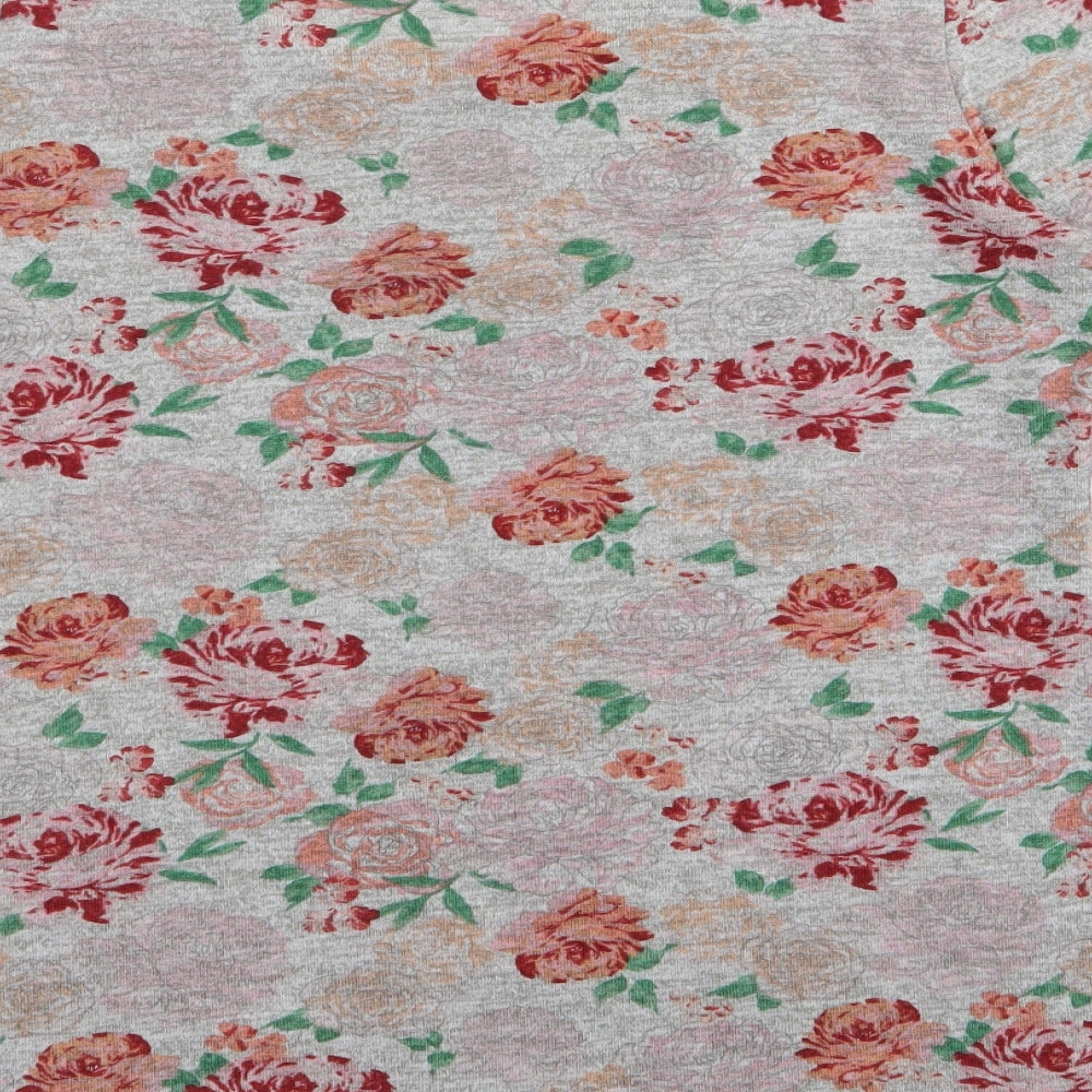 Papaya Womens Grey Floral  Basic T-Shirt Size 10