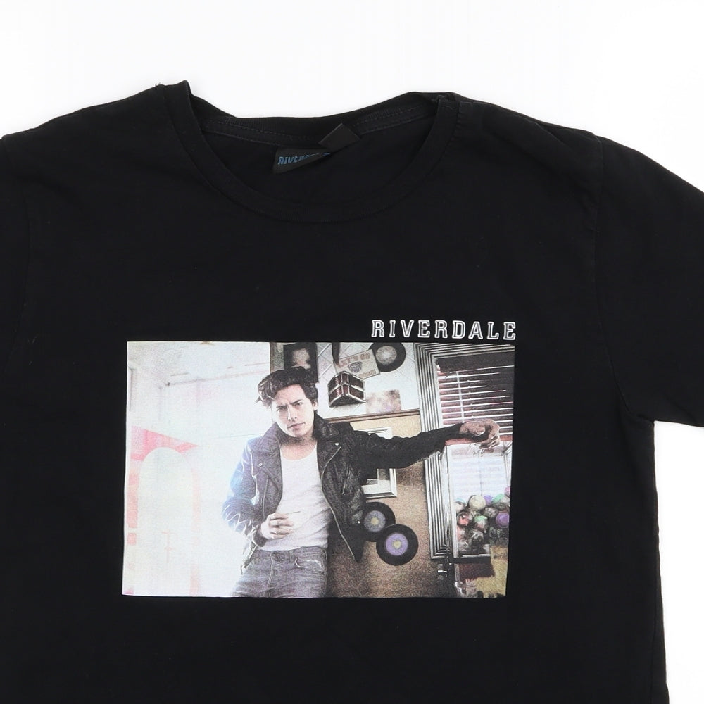 Womens UK Size XS Riverdale Black Basic T-Shirt