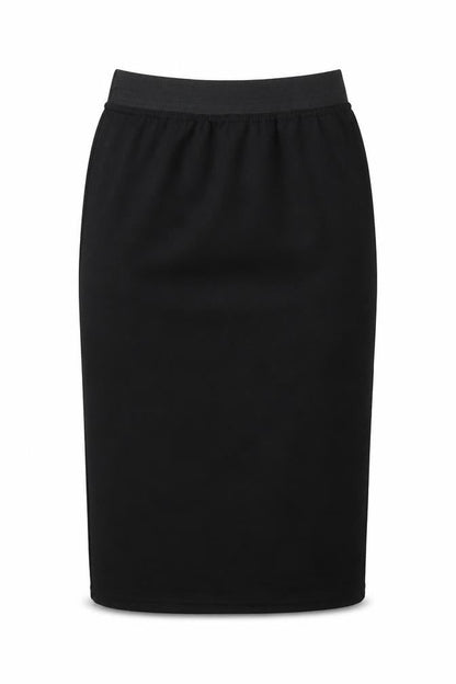 Front view of Preworn women’s black straight & pencil skirt, size S, - stretch waistband