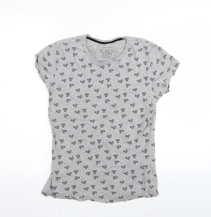 Primark Womens Grey   Basic T-Shirt Size 12  - heart detail