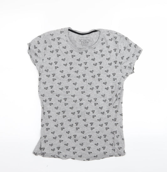 Primark Womens Grey   Basic T-Shirt Size 12  - heart detail