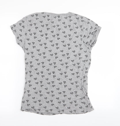 Primark Womens Grey   Basic T-Shirt Size 12  - heart detail
