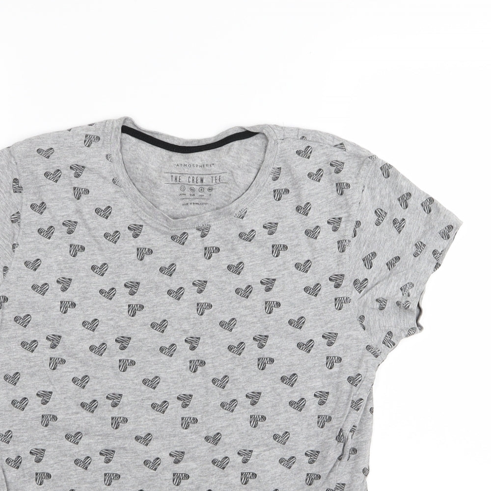 Primark Womens Grey   Basic T-Shirt Size 12  - heart detail