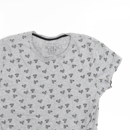 Primark Womens Grey   Basic T-Shirt Size 12  - heart detail