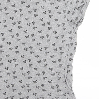 Primark Womens Grey   Basic T-Shirt Size 12  - heart detail