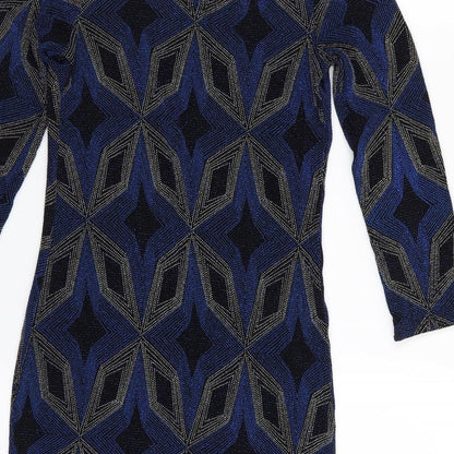 Primark Womens Multicoloured Argyle/Diamond  Pencil Dress  Size 10