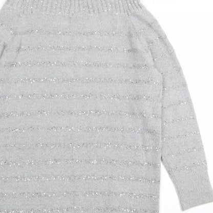 Wallis Womens Grey Striped  Pullover Jumper Size M
