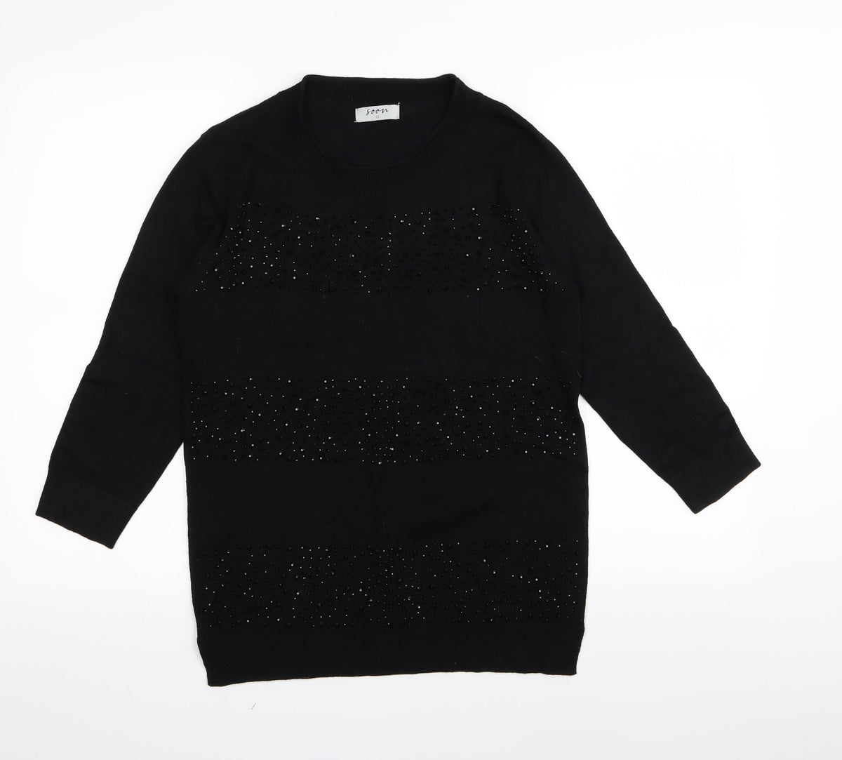 Additional front view of Soon women’s black jumper, size UK 12
