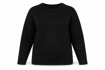 Front view of Soon women’s black jumper, size UK 12
