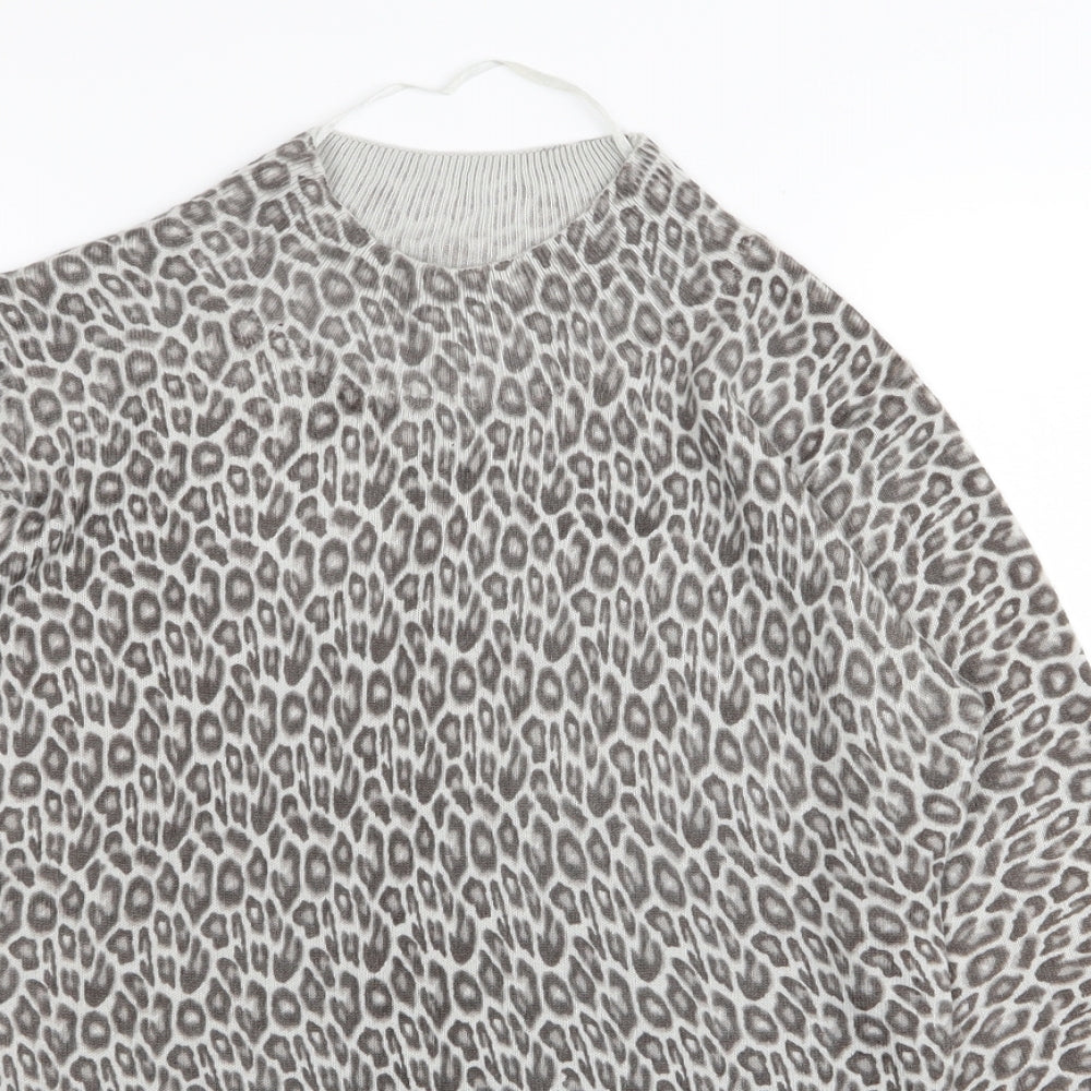 Primark Womens Grey Animal Print  Basic T-Shirt Size 10