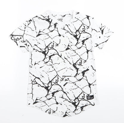 Front view of one point one boys’ white geometric basic t-shirt, size 6, years
