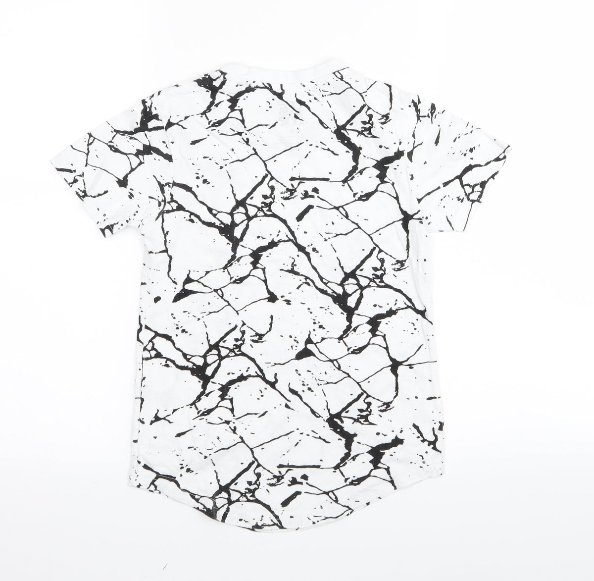 Back view of one point one boys’ white geometric basic t-shirt, size 6, years