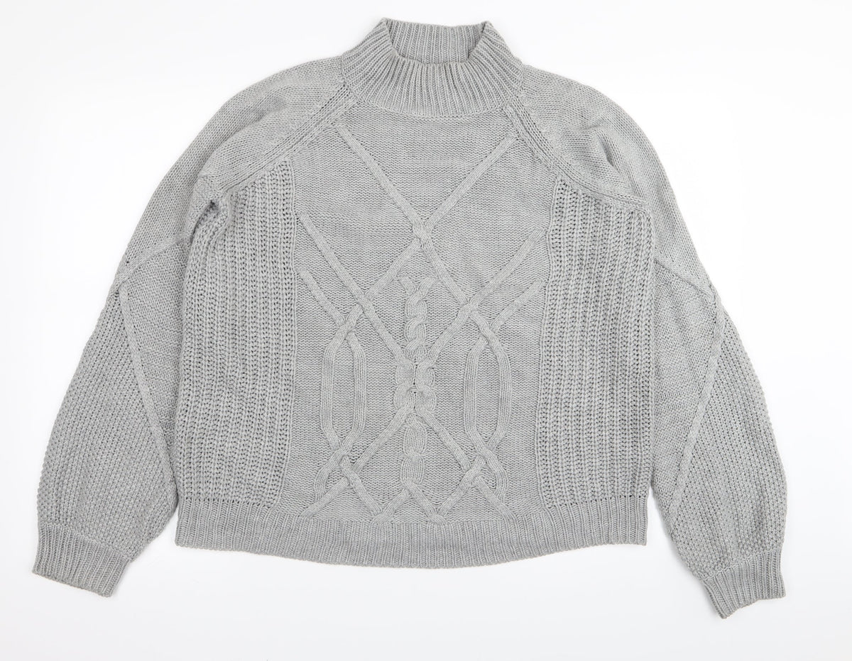 Front view of Dorothy Perkins women’s grey jumper, size UK 10