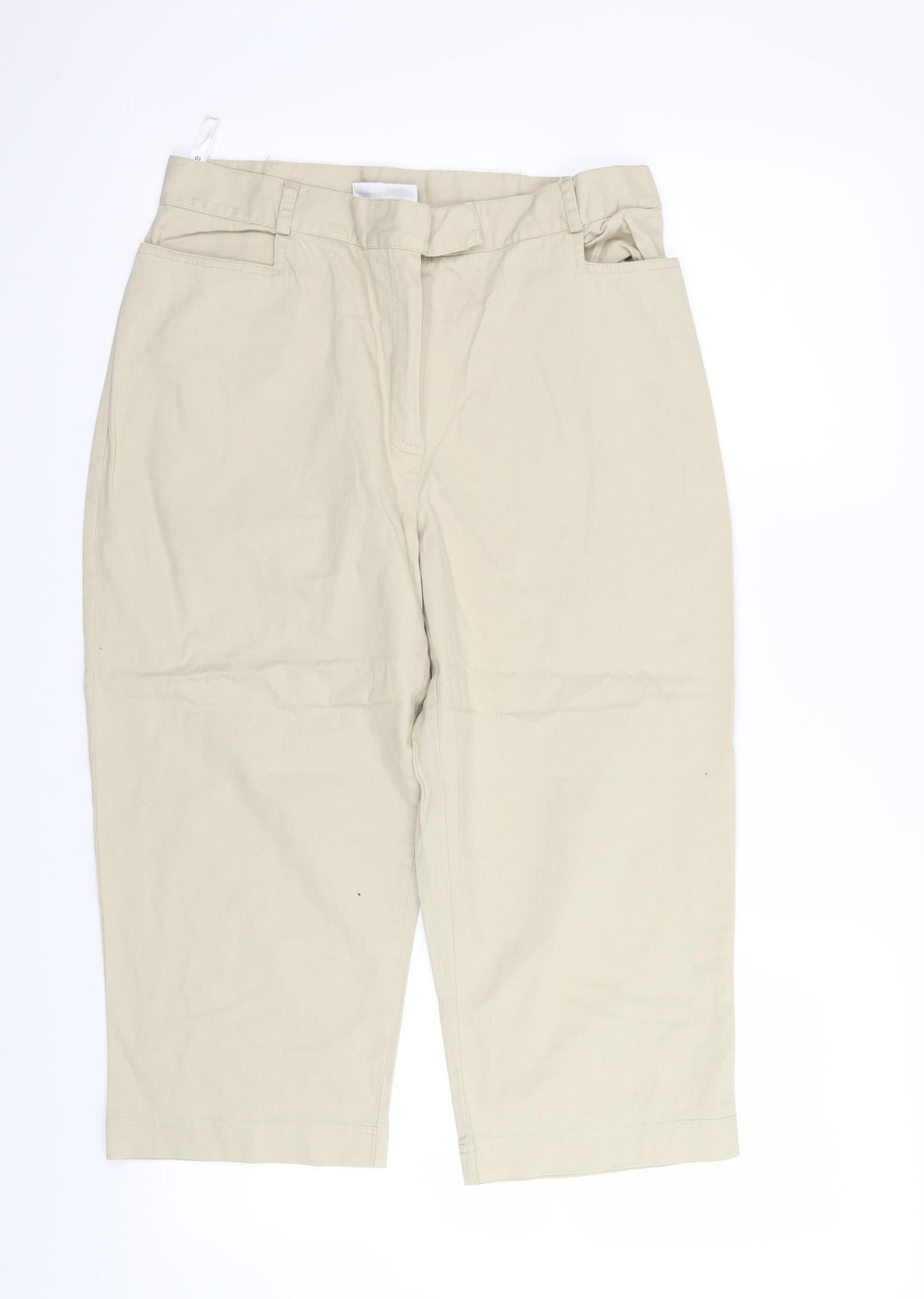 Womens UK Size 14 BHS Regular Fit Capri Beige Trousers