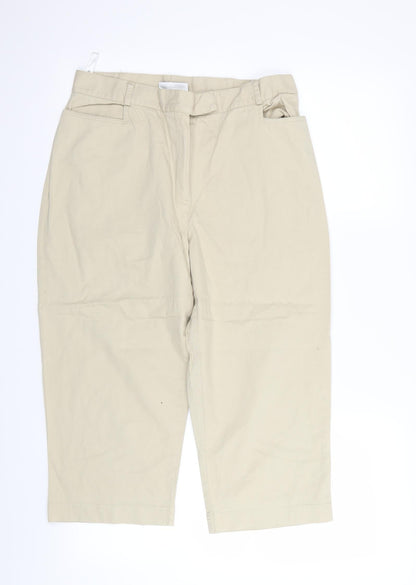 Womens UK Size 14 BHS Regular Fit Capri Beige Trousers